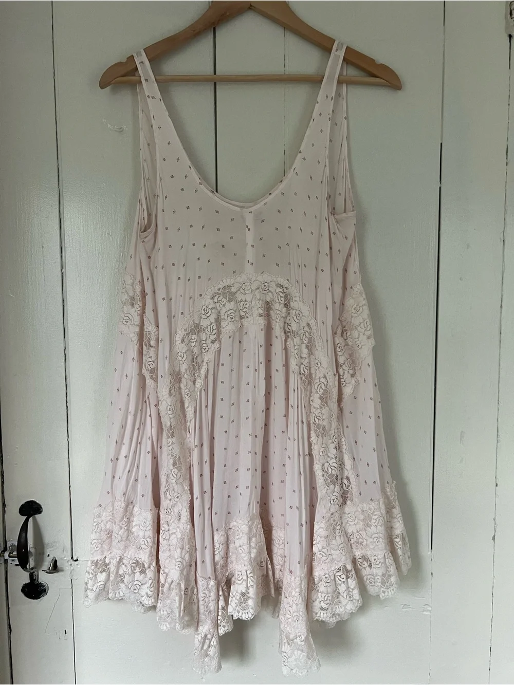 Free People Blush Pink Lace-Trim Mini Dress - Picture 9 of 10